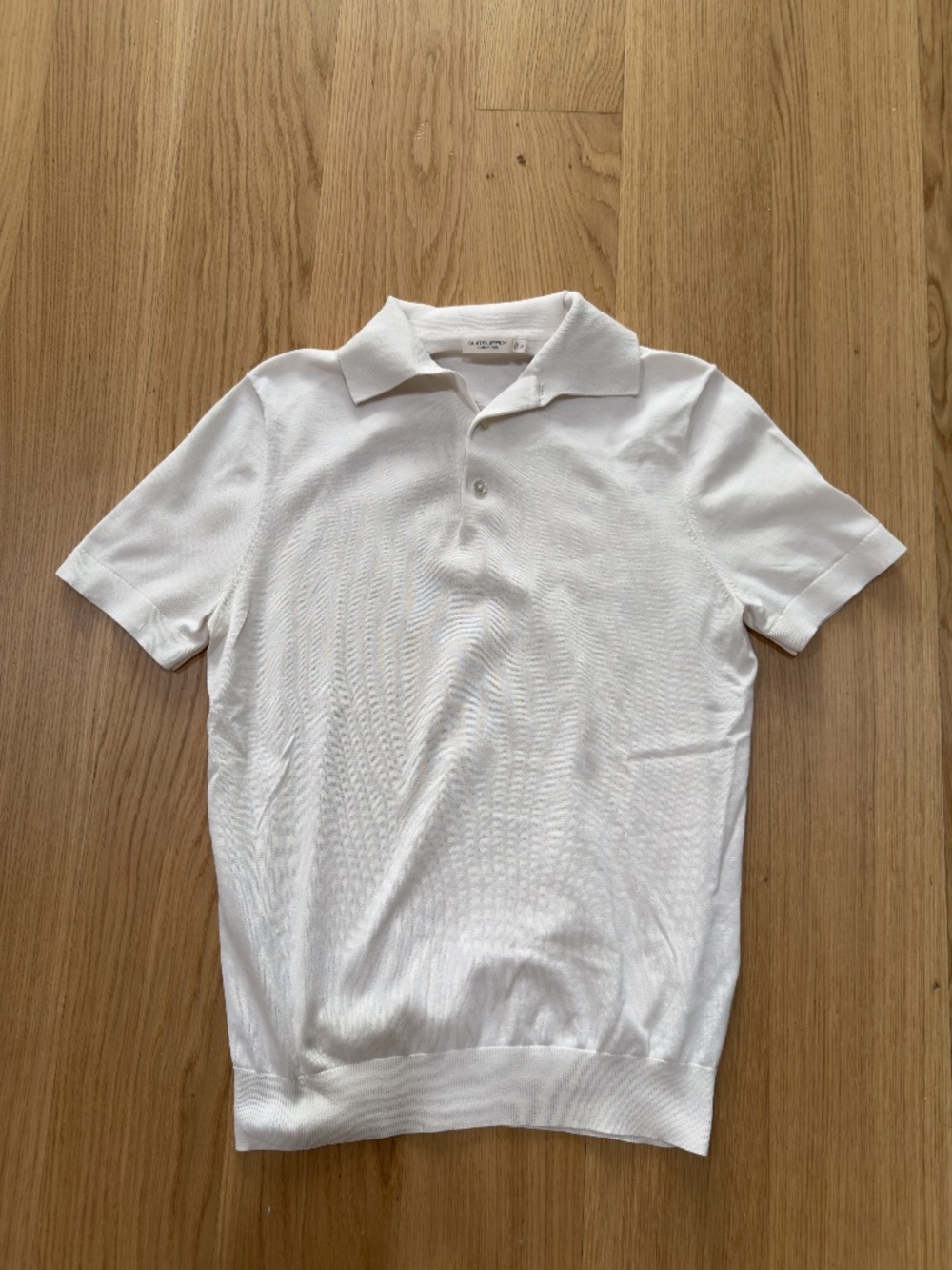 Suitsupply Cotton Silk Polo Short Sleeve Shirt Medium White Knit Elastic Waist